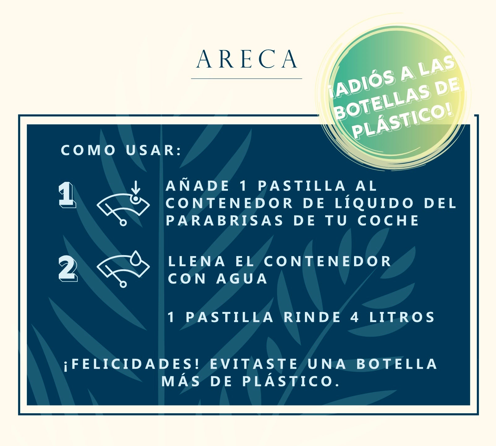 ARECA “LÍQUIDO LIMPIAPARABRISAS” (Pastilla Ecológica) – Areca